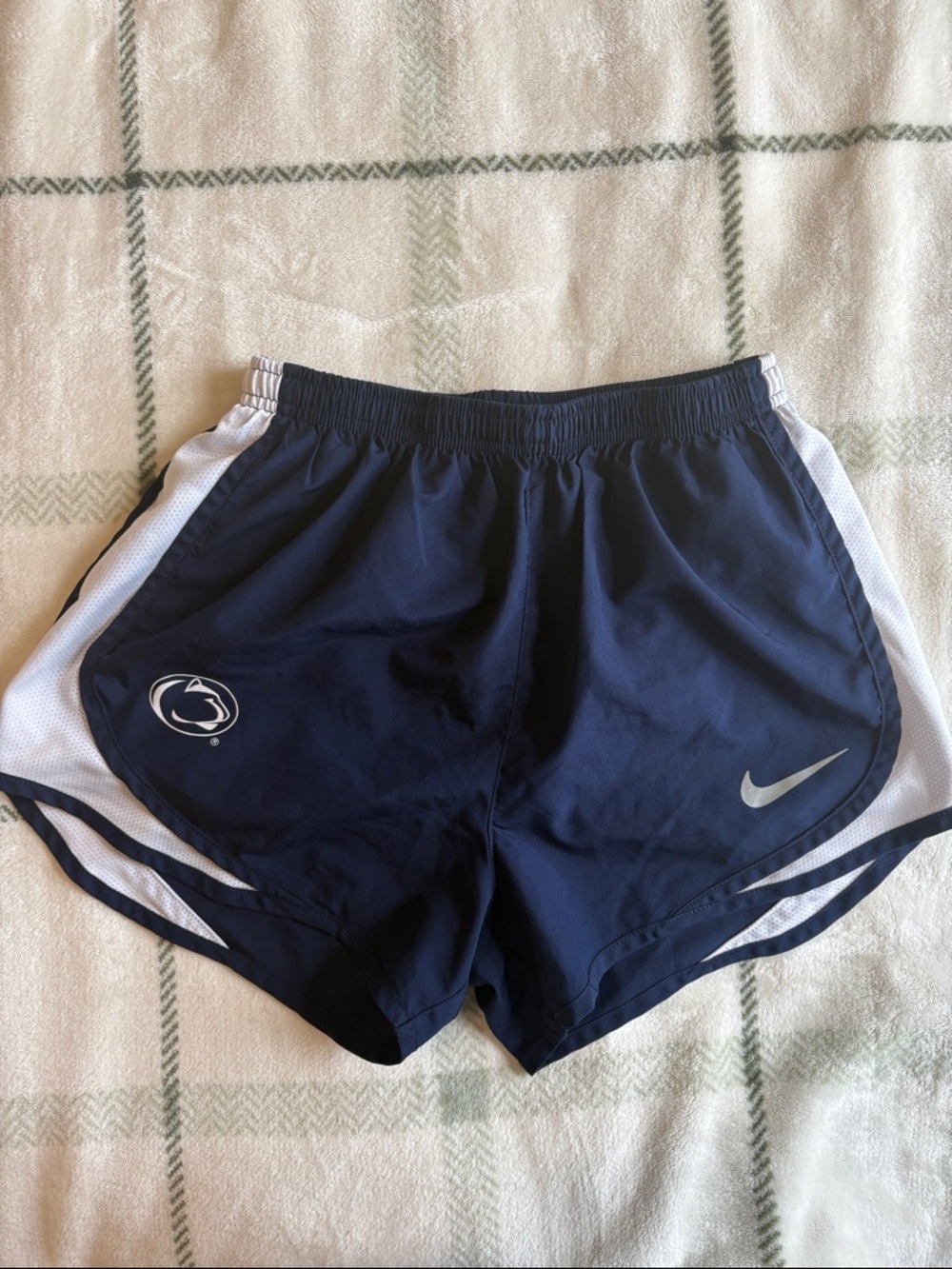 Nike Navy Blue and White Women's Athletic Shorts